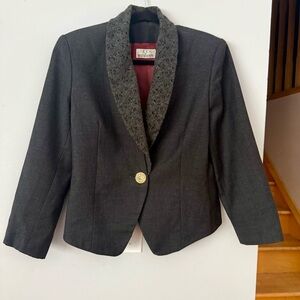 Vintage Holt Renfrew - Mr. Jax Charcoal Blazer with Textured Lapel Wool